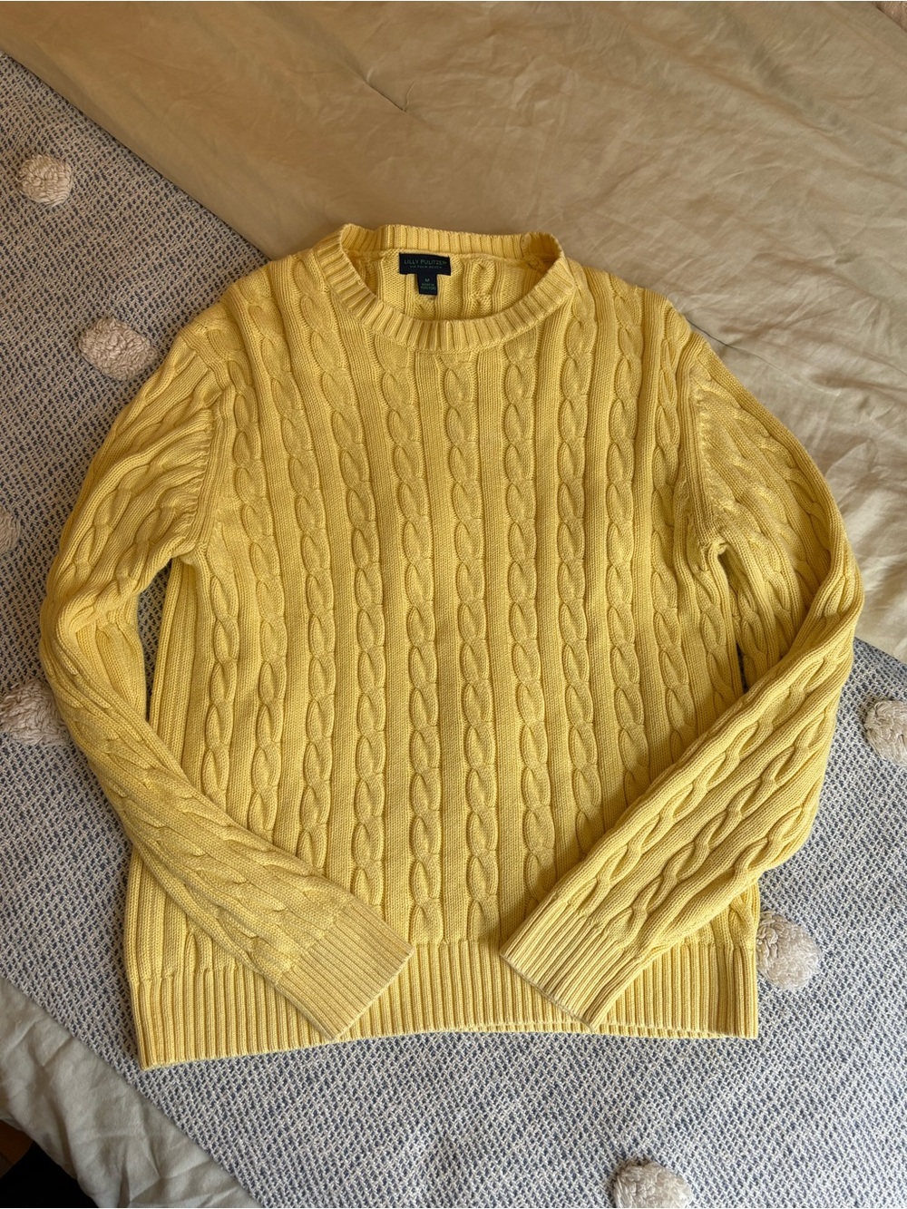 Lilly Pulitzer via Palm Beach yellow cable knit crewneck sweater